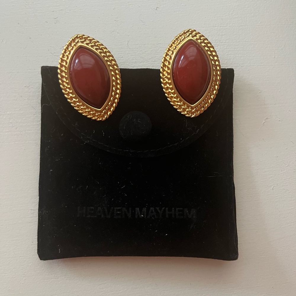 Gold and Red Earrings